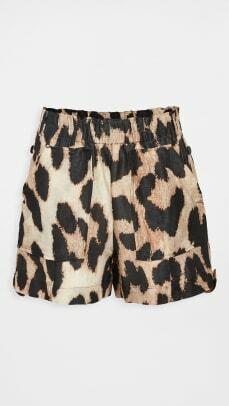 ganni leopard shorts
